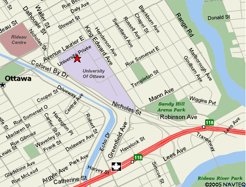 Map of the Sandy Hill area in Ottawa